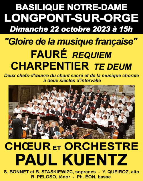 Pour télécharger le visuel en couleurs de ce concert, cliquez ici… Requiem de Fauré et Te Deum de Marc Antoine Charpentier à Longpont-sur-Orge