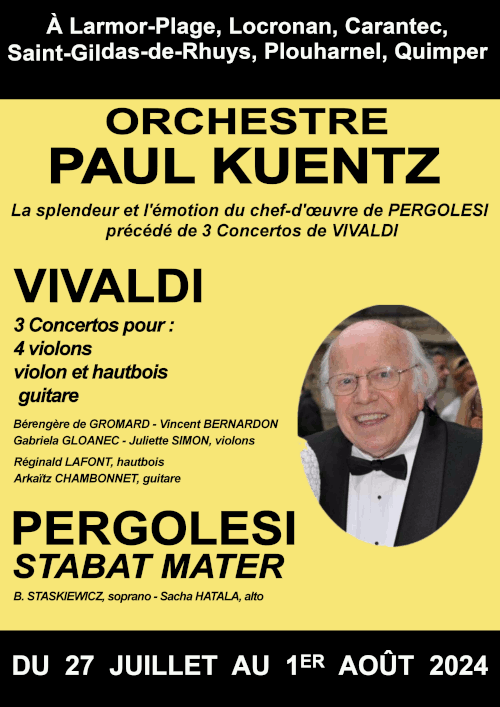 Stabat Mater de Pergolesi et trois concertos virtuoses de Vivaldi du 27 juillet au 1er août en Bretagne