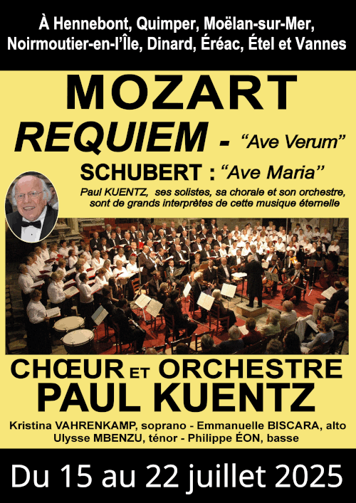 Le Requiem de Mozart du 15 au 22 juillet en Bretagne et Vendée