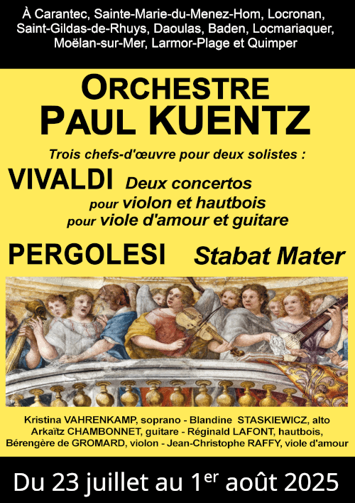 “Doubles” : Concerto pour violon et hautbois et Concerto pour viole d'amour et guitare de Vivaldi – Stabat Mater de Pergolesi du 23 juillet au 1<sup><small>er</small></sup> août en Bretagne