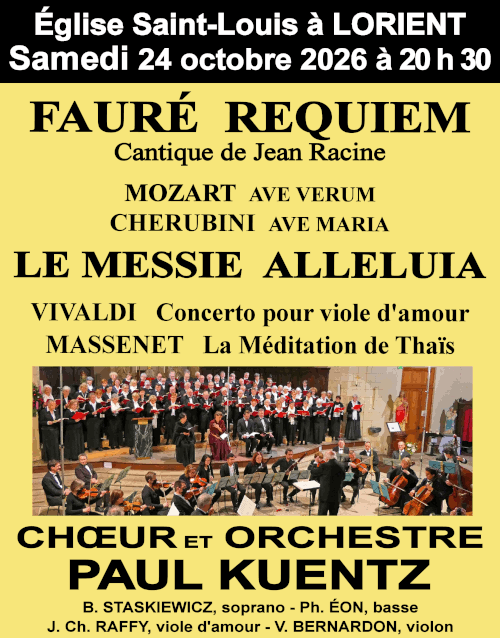 Pour télécharger le visuel de ce concert, cliquez ici… Fauré, Vivaldi, Cherubini, Massenet, Mozart et Hændel à Lorient