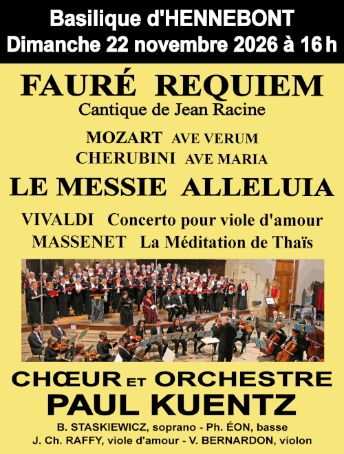 Pour télécharger le visuel de ce concert, cliquez ici… Fauré, Vivaldi, Cherubini, Massenet, Mozart et Hændel à Hennebont